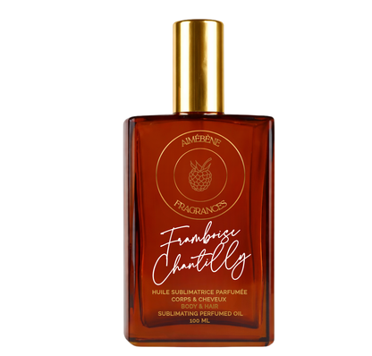 Framboise Chantilly d'Aimébène Fragrances est une huile parfumée pour le corps et les cheveux inspirée par Oriana de Parfums de Marly (Bouteille avant)