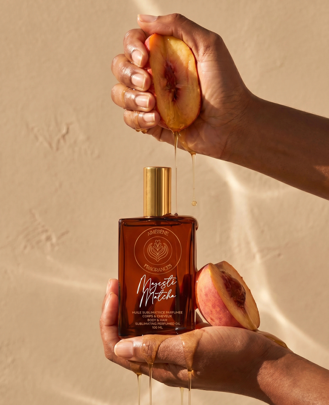 Majesté Matcha by Aimébène Fragrances is a perfumed oil for the body and hair inspired by Princess by Kilian