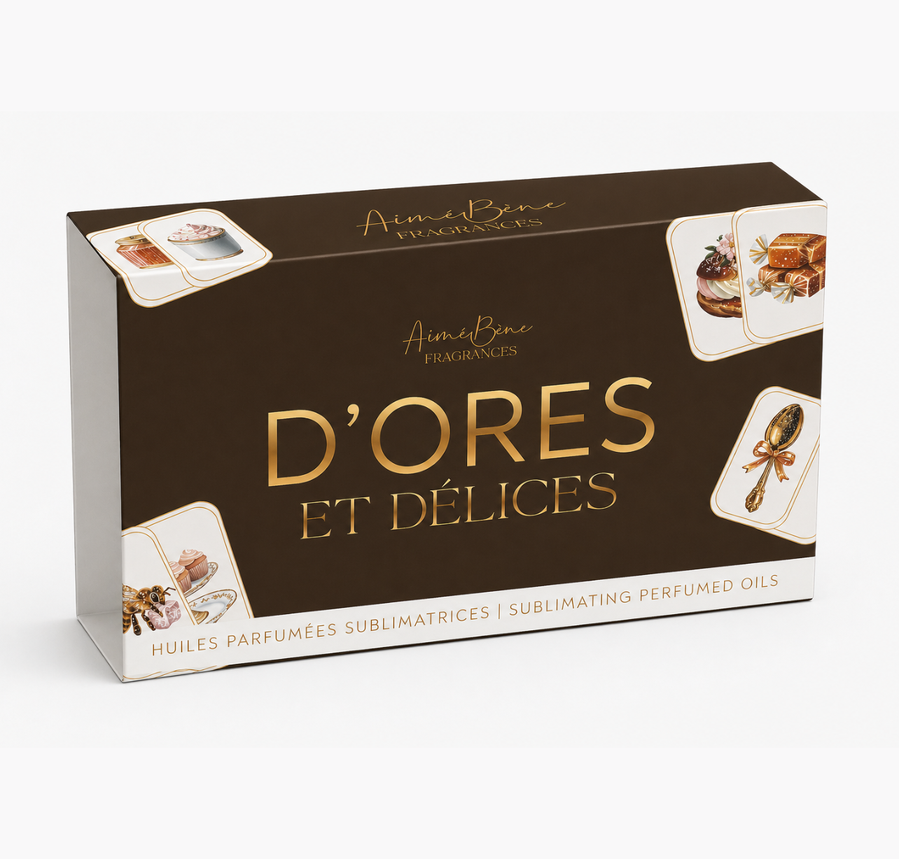 D'ores et Délices d'Aimébène Fragrances - Coffret découverte d'huiles parfumées corporelles et capillaires (fragrances gourmandes)